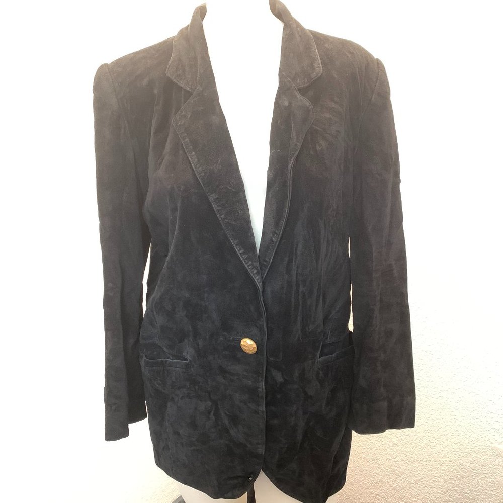 Vintage Dana Brooke black soft suede jacket size 6 oversized fits larger